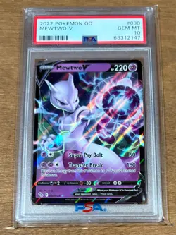 PSA 10 Pokemon Go Mewtwo v 2022 Alternate Full Art Holo Card 30/78 MINT RARE GEM - Image 1