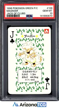 Pokemon 1996 Magmar 126 Jack Of Clubs Green Playing Card Japanese GEM MT PSA 10 - Image 1