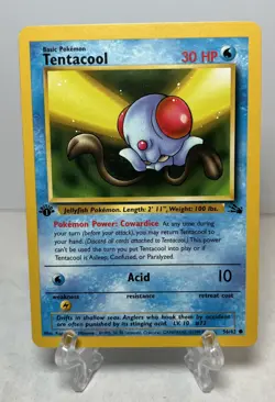 1st Edition Tentacool 56/62 Fossil Set Rare Vintage 1999 Pokemon Card - NM/LP - Image 1