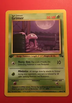 1st Edition Grimer 48/62 Fossil WOTC 1995 WOTC Pokemon Card LP Excellent - Image 1