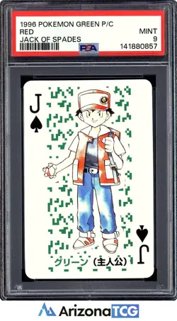 Pokemon 1996 Green Protagonist Jack Of Spades Green Playing Card Japanese PSA 9 - Image 1