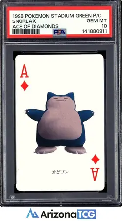 Pokemon Stadium 1998 Snorlax Ace Of Diamonds Green Playing Card Japanese PSA 10 - Image 1