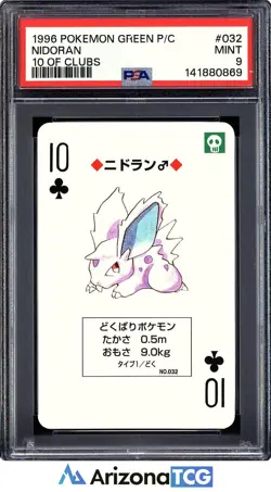 Pokemon 1996 Nidoran 10 Of Clubs 032 Green Playing Cards Japanese PSA 9 - Image 1