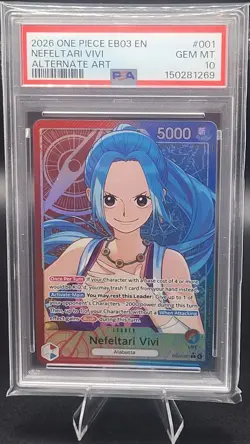Bandai One Piece CCG Nefeltari Vivi EB03-001 Heroines Alt Art Foil Leader PSA 10 - Image 1