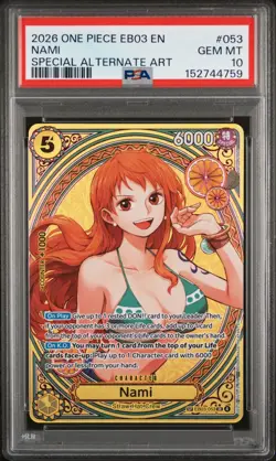 One Piece CCG Nami Special Alt Art Holo PSA 10 Gem Mint TCG SP - Image 1