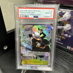 2025 One Piece OP10 EN Trafalgar Law Manga Alternate Art #119 PSA 10 - Image 2