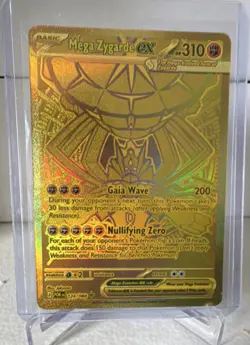 Mega Zygarde EX Gold Secret Rare Full Art Holo Pokemon Card 124/088 XY - Image 1