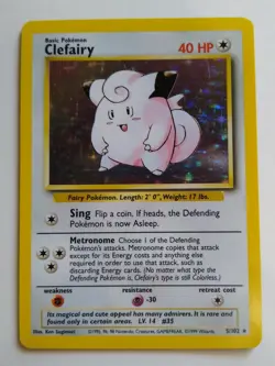 Clefairy 5/102 Holo Base Set Unlimited Singles Pokemon Trading Card - Image 1