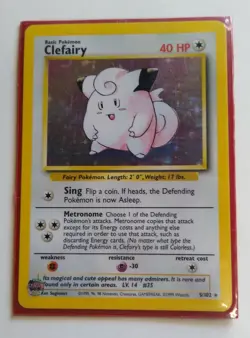 Clefairy 5/102 Holo Base Set Unlimited Singles Pokemon Trading Card - Image 4