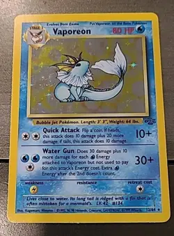 Vaporeon Holo Rare – Jungle Set 12/64 – WOTC 1999 Pokemon Card LP Vintage - Image 1