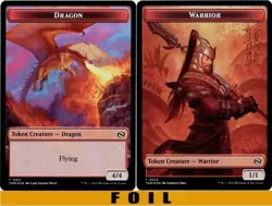 DRAGON \ WARRIOR TOKEN ** FOIL ** #11/13 - Tarkir: Dragonstorm - NM MTG - Image 1