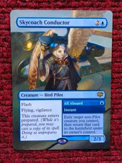 Skycoach Conductor All Aboard MTG Secrets of Strixhaven Hand Painted Altered Art - Image 1