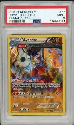 2015 Pokemon SWSH Primal Clash Rhyperior Holo #77 PSA 9 - Image 1