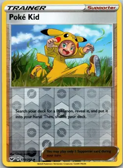 Poke Kid 173/202 Uncommon Sword & Shield Pokemon Reverse Holo Near Mint - Image 1