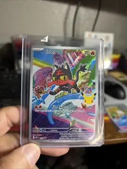 Litten MEP 044 Pokemon First Partner Illustration Black Star Promo Full Art MINT - Image 1