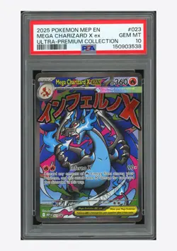 Pokemon PSA 10 GEM MINT Mega Charizard X ex Promo 2025 #023 MEP UPC English - Image 1