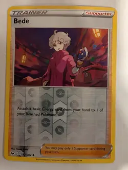 Bede 157/202 Sword & Shield Base Set Pokemon Reverse Holo Foil Nice! - Image 1