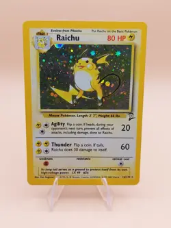 Raichu Base Set 2 Holo Rare 16/102 Pokemon Card - WOTC 1999 - Image 1