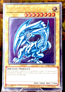 Yugioh Blue-Eyes White Dragon OP28-EN001 Ultimate Rare Blue Glossy OTS -NM - Image 1