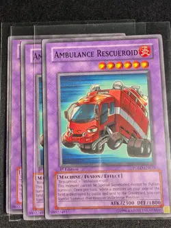 Yugioh - 3x Ambulance Rescueroid POTD-EN035 1st Edition Common NM - Image 1