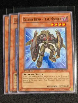 Yugioh - 3x Destiny Hero - Fear Monger POTD-EN016 1st Edition Common NM - Image 1