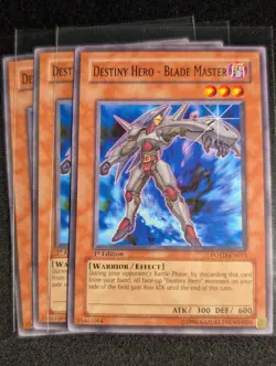 Yugioh - 3x Destiny Hero - Blade Master POTD-EN015 1st Edition Common NM - Image 1