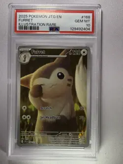 Pokemon TCG Journey Together Furret Illustration Rare Card 168/159 SV09 PSA 10 - Image 1