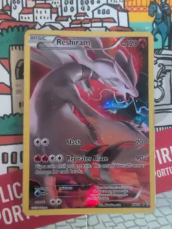 Reshiram XY74 Black Star Promo Full Art Pokemon Card Heavily Played - Image 1