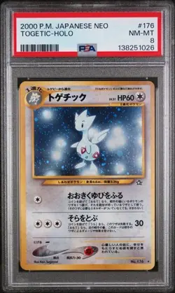 PSA 8 - Togetic Holo No. 176 - Pokemon Neo Japanese 2000 Graded Pokemon Card - Image 1