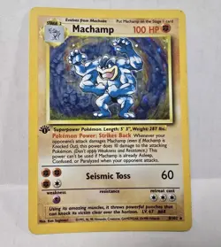 Pokemon Card TCG Machamp 1st Edition Base Set 8/102 Vintage Holo-MP - Image 1