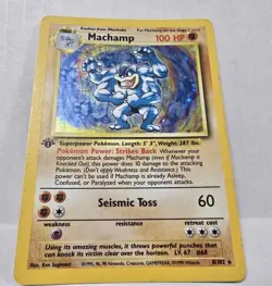 Pokemon Card TCG Machamp 1st Edition Base Set 8/102 Vintage Holo-MP - Image 2