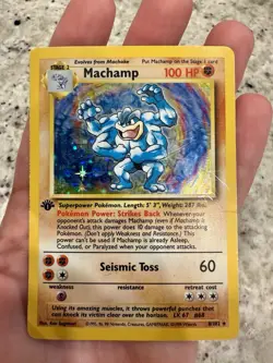 Machamp Pokemon Card 1st Edition Holo Rare Trading Card 8/102 MP - Image 1