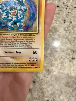 Machamp Pokemon Card 1st Edition Holo Rare Trading Card 8/102 MP - Image 4