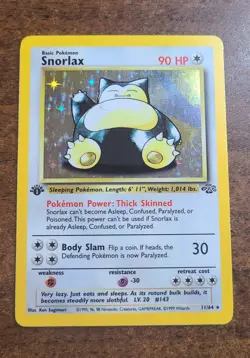 Pokemon TCG Snorlax 1st Edition Holo Rare Jungle Card Vintage - Image 1