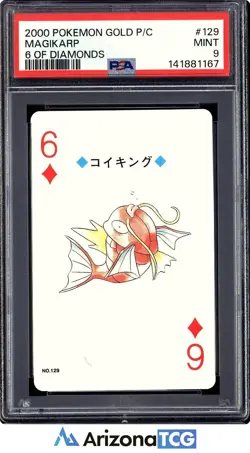 Pokemon 2000 Magikarp 129 6 Of Diamonds Gold Playing Card Japanese PSA 9 - Image 1