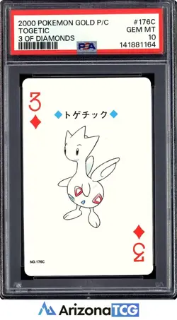 Pokemon 2000 Togetic 176C 3 Of Diamonds Gold Playing Card Japanese GEM MT PSA 10 - Image 1