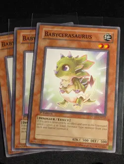 Yugioh - 3x Babycerasaurus POTD-EN022 1st Edition Common NM - Image 1