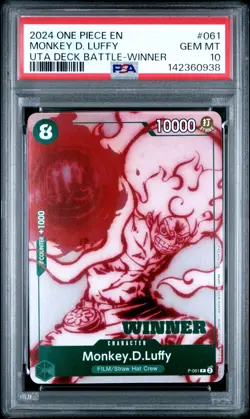 MONKEY D. LUFFY P-061 UTA DECK BATTLE-WINNER 2024 ONE PIECE CARD PROMOS PSA 10 - Image 1