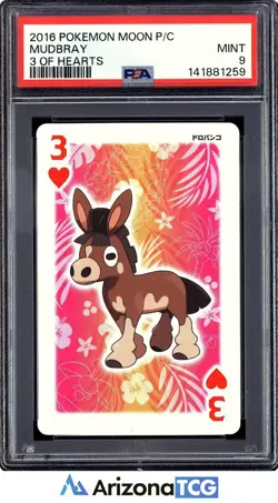 Pokemon 2016 Mudbray 3 Of Hearts Moon Playing Cards Japanese PSA 9 - Image 1