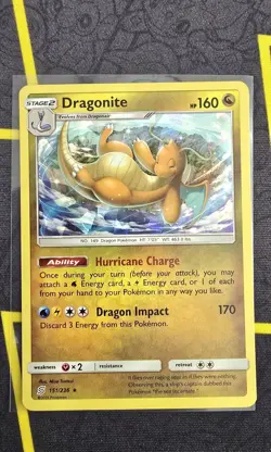 Pokemon TCG Dragonite 151/236 Sun & Moon Unified Minds Cracked Ice Holo Promo LP - Image 3