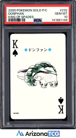 Pokemon 2000 Donphan 232 King Of Spades Gold Playing Card Japanese GEM MT PSA 10 - Image 1