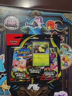 Pokemon TCG Mega Evolution Perfect Order Blister Pack Chikorita ( 3PK ) Sealed - Image 1