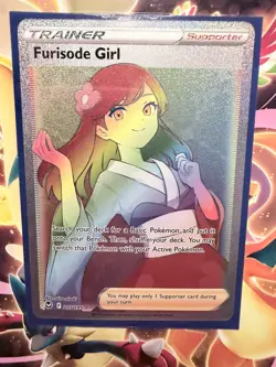 Furisode Girl #205/195 Silver Tempest Pokemon Full Art Rainbow Holo Secret Rare - Image 1