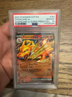 POKEMON 2024 Super Prem Coll SVP EN Promo CHARIZARD EX #161 PSA 10 Gem Mint - Image 1