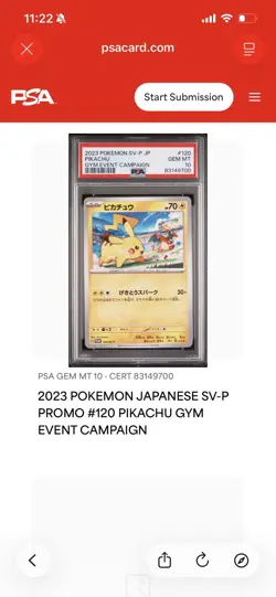 Pokemon 2023 SV-P Promo #120 Pikachu Gym Event Campaign Japanese Rare PSA 10 - Image 3