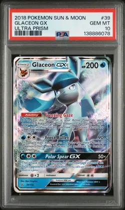 2018 POKEMON SUN & MOON ULTRA PRISM 39 GLACEON GX PSA GEM MINT 10 - Image 1