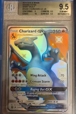 2019 Pokemon Sun & Moon Hidden Fates Shiny Vault Charizard GX BGS 9.5 + Guard - Image 3