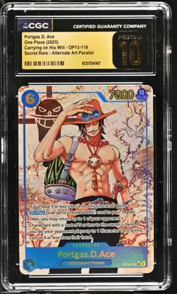 One Piece Carrying His Will Portgas D. Ace SEC Alt Art CGC Pristine 10 OP13-119 - Image 1