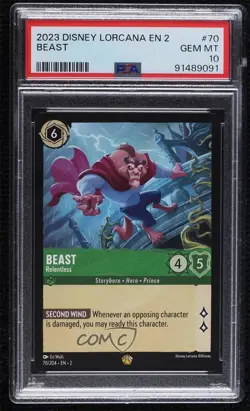 2023 Disney Lorcana - Rise of Floodborn 2 The Beast Relentless #70 PSA 10 GEM MT - Image 1