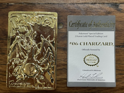 POKEMON Charizard #06 23k Gold Plated Card Vintage 1999 Burger King Promo COA - Image 1